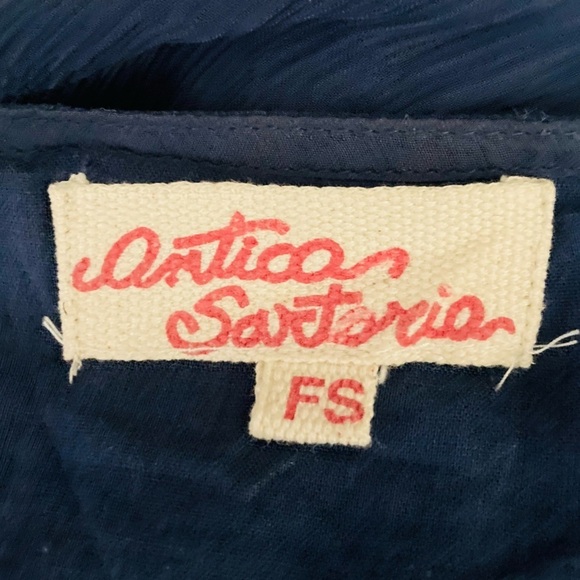 Antica Sartoria blue semi sheer embellished tie front tunic. Size small - Picture 2 of 9